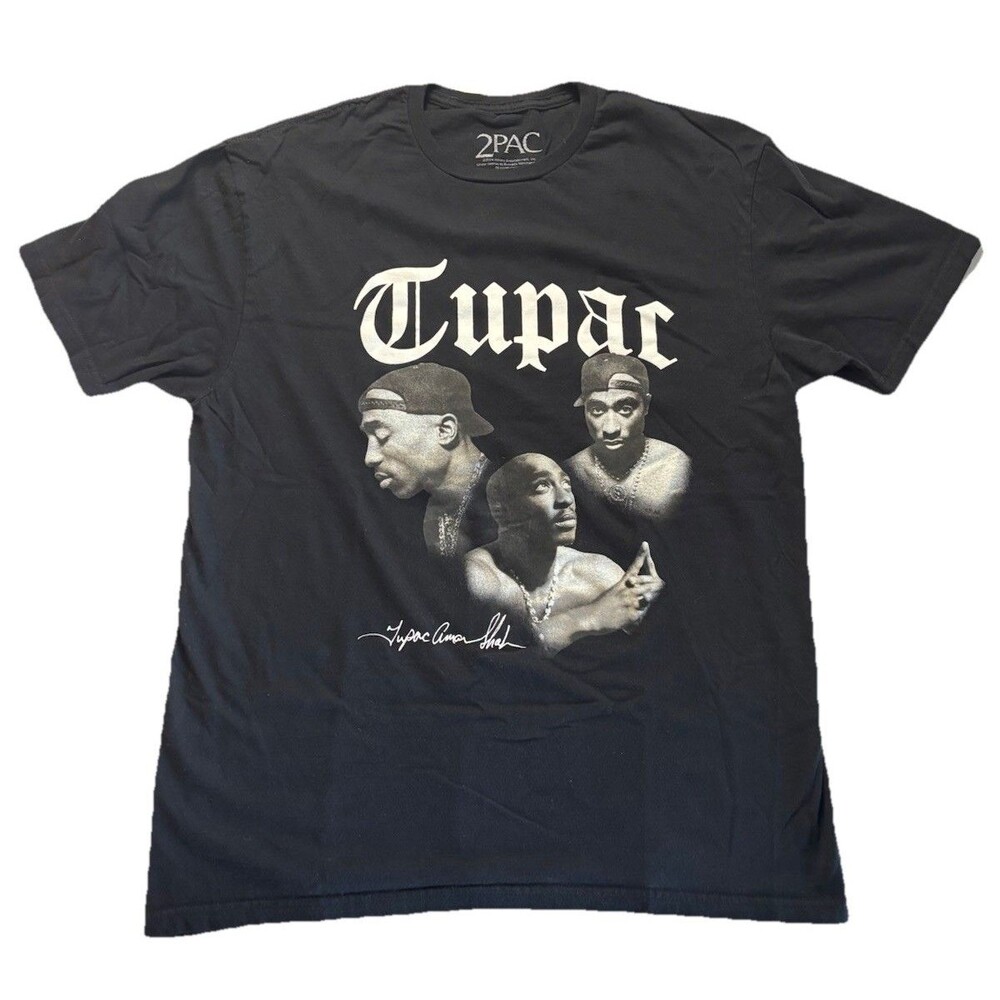 2PAC Tupac Shakur All Eyez On Me T-Shirt Sz L Black Rap Hip Hop Legend Album Tee